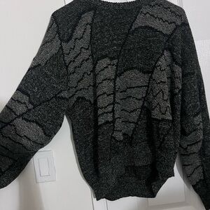 Black and Gray Patterned Sweater